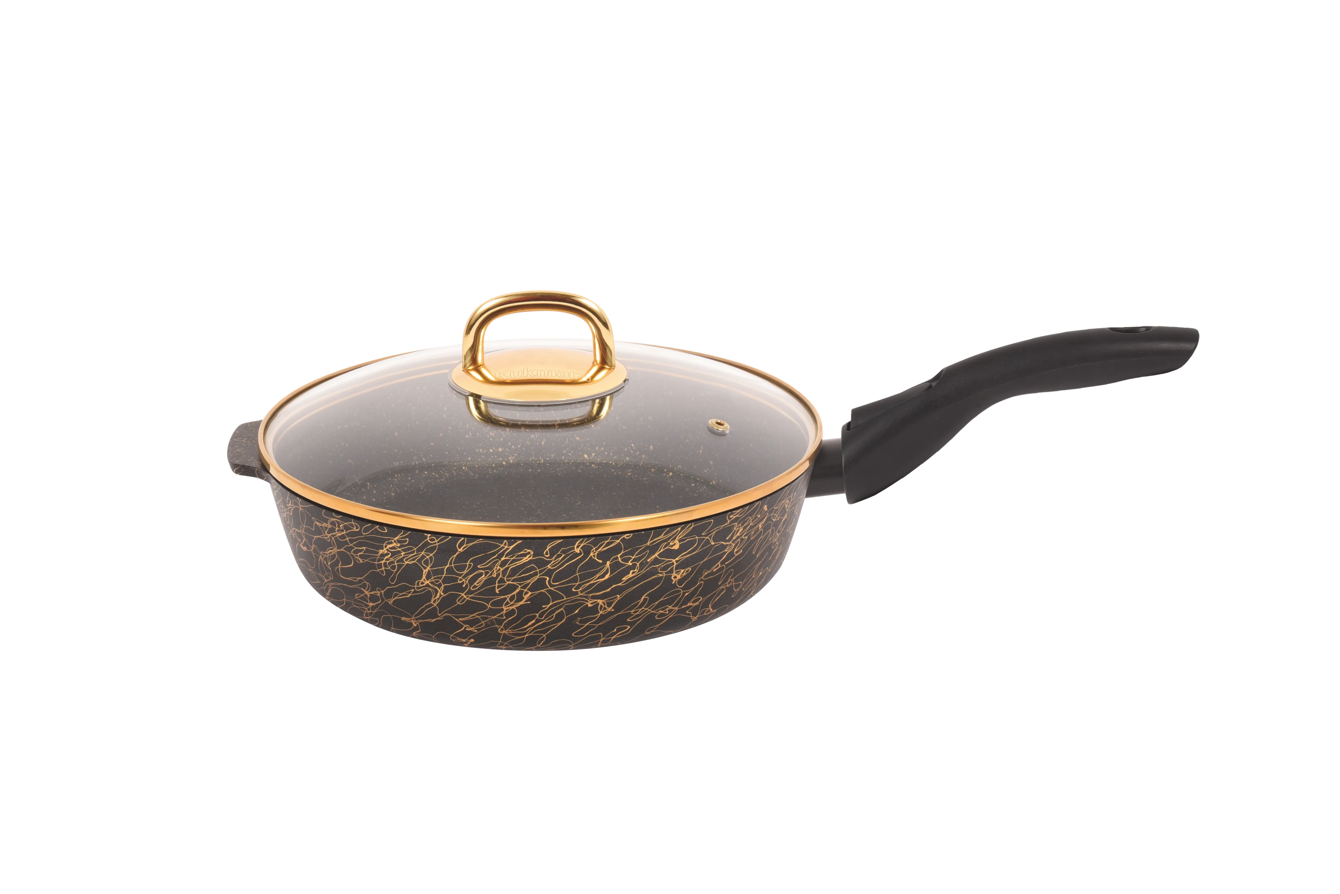 сгчз242а Сковорода глубокая 24 см со съёмной ручкой, со стеклянной крышкой АП линия Грация (черный_золото) 1 пнг 